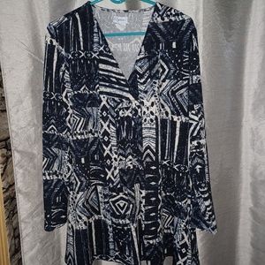 K Jordan Womens Long Sleeved Thigh Length Stretchy Blue Gray Black Tunic XL